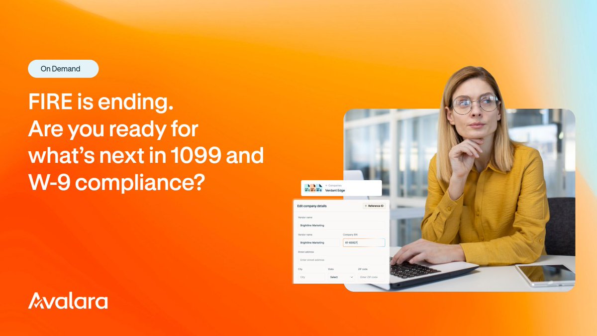 avalara's tweet photo. The transition from FIRE to IRIS, Form W-9 updates, and evolving thresholds are reshaping compliance. Learn what’s changing and how to prepare your organization for 2026 and beyond.
https://t.co/rM1zvvi9fe https://t.co/2mYqvYQDHo