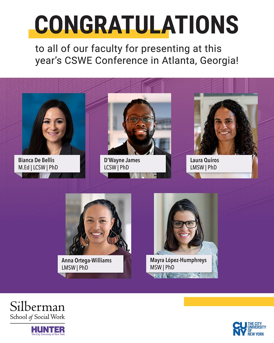 silbermanssw's tweet photo. Congratulations to all of our faculty for presenting at this year's CSWE Conference in Atlanta, Georgia!

#cswe2026 #cswe26 #csweapm #oneCSWE #socialworkeducation #socialwork #socialworker #silbermanssw #socialworkersrock https://t.co/p17pcN5b8h