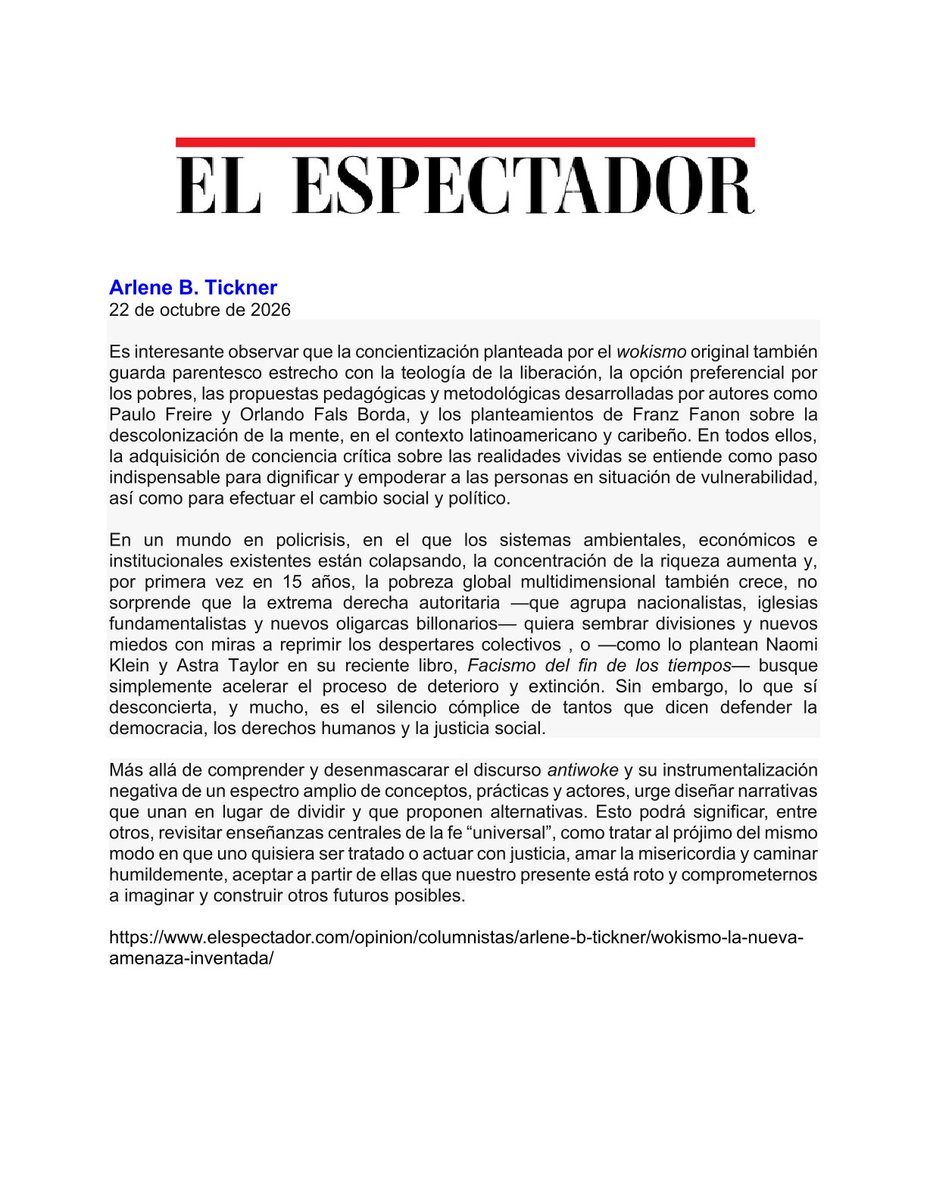 arlenebtickner's tweet photo. Me honra retomar este espacio de análisis (ahora quincenal) sobre asuntos globales.  La columna de hoy buscar explicar el antiwokismo como narrativa maestra de la extrema derecha. https://t.co/YcZSqRuF4d