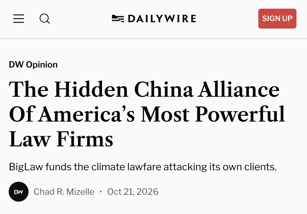 judicialnetwork's tweet photo. Must Read @chad_mizelle: The Hidden China Alliance Of America’s Most Powerful Law Firms

“Through their entanglements with ELI, BigLaw firms also strengthen Chinese industry at America’s expense. ELI leverages American law firms to supply CCP affiliates with vital strategic insights, which Beijing exploits for economic or geopolitical gain.”

https://t.co/WEUyJ0szjB