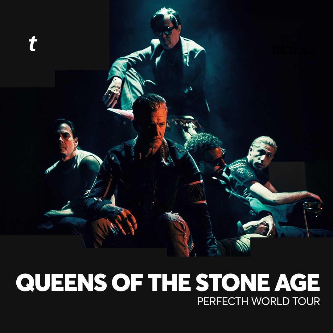 Ticketmaster's tweet photo. Mark your calendars 🗓️  Queens of the Stone Age are hitting the road on the PERFECTH WORLD TOUR. 🎸

⏰ Sign up to join the Artist Presale by SUN, OCT 25 @ 11:59 PM ET

🎫 : https://t.co/83BbbkUlrF https://t.co/UhIqashBT6