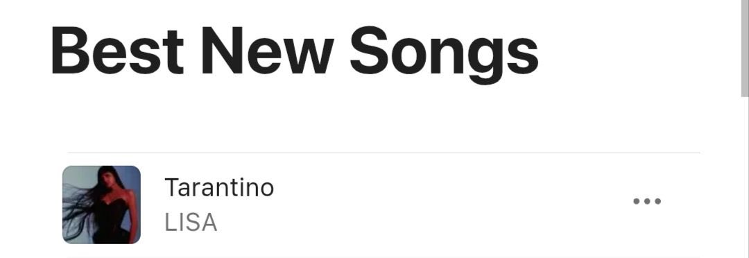 lalaluvlalisa's tweet photo. “Tarantino” by #LISA is the #1 song on the Best New Songs list of Apple Music New Zealand! 🇳🇿 https://t.co/Z7P1WS7Dfz
