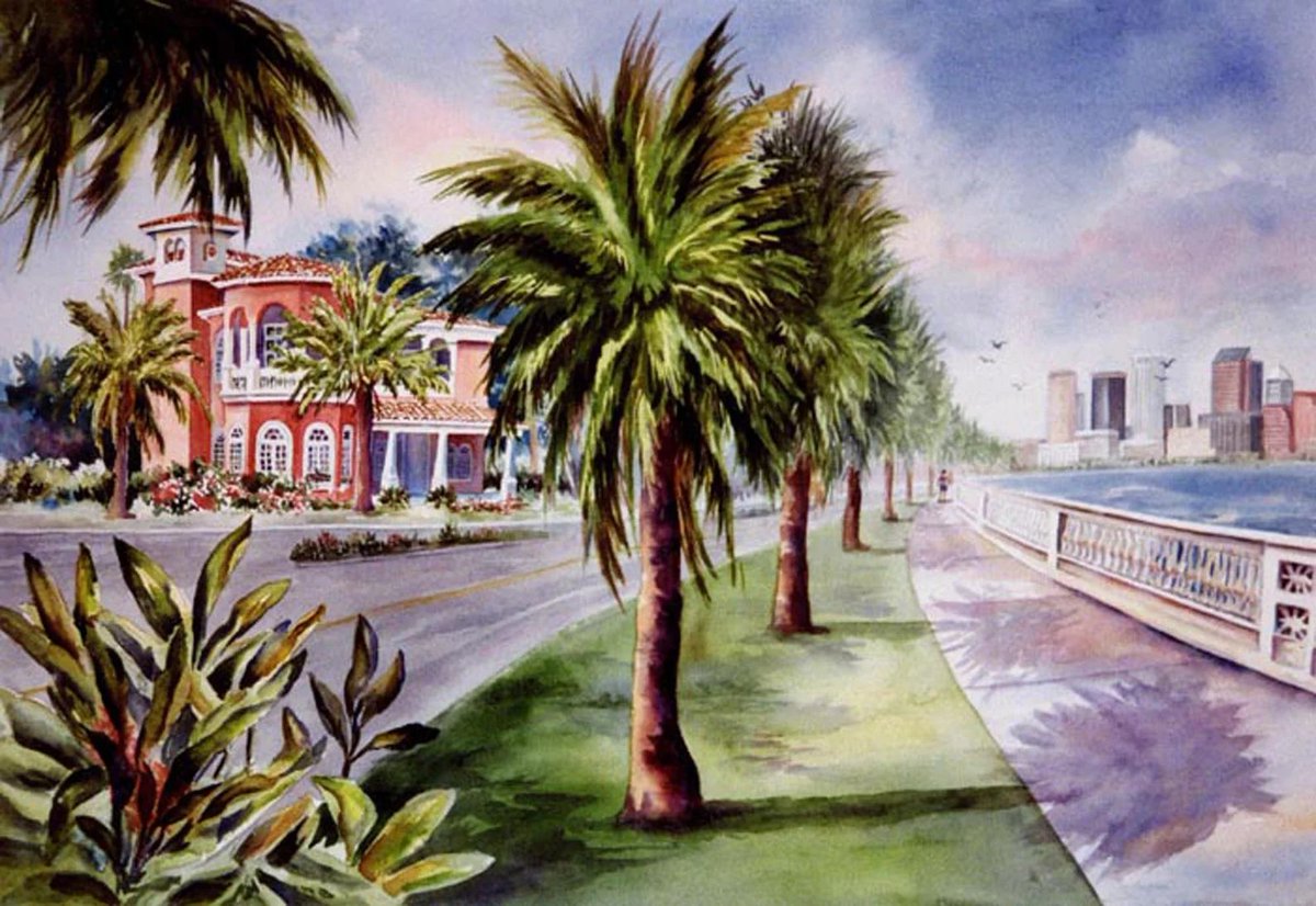 Covergirlbeads's tweet photo. Historic #TampaFl #TampaBayshore Print, Tampa Florida Cityscape 11 x 15 Lithograph or Giclee Roxanne Tobaison https://t.co/yROIOo41mW via @Etsy #EJWTT @waterrox https://t.co/sEDQJ3j2yB