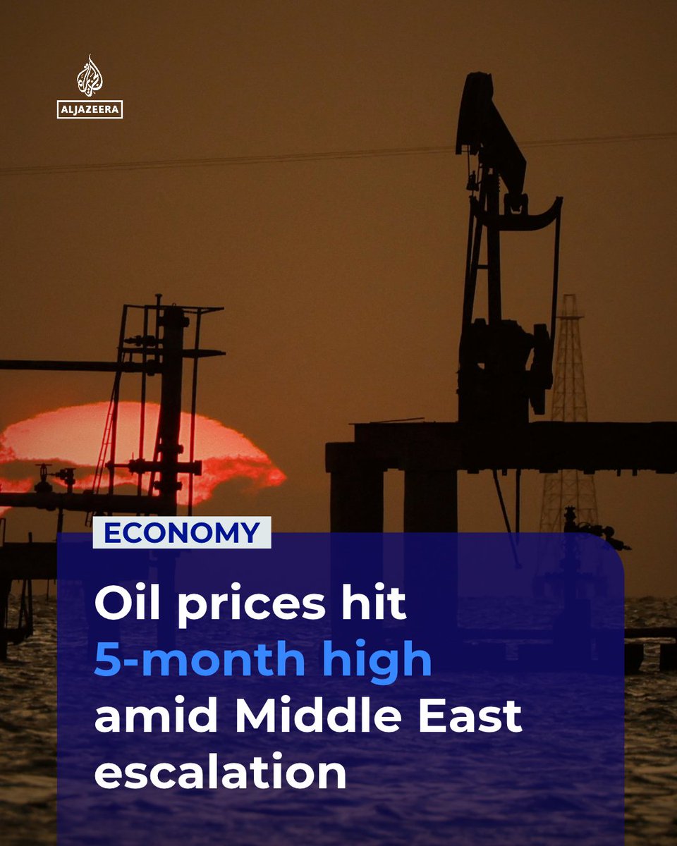 AJEnglish's tweet photo. Brent crude oil prices surged to a five-month high of $112.68 a barrel as Houthi attacks on Saudi Arabia and threats to shipping in the Strait of Hormuz raised fears of further disruptions to global oil supplies.

🔴 LIVE updates: https://t.co/R8m4UBfU6F https://t.co/4Xi0E3vy0K