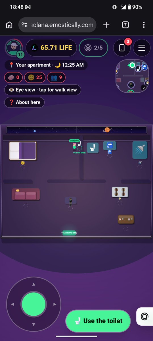 TamasLenne98's tweet photo. @solanalifegame @seekerenvelope 🎮 Solana Life is interesting, and I'm excited to see its future!

🐛 The toilet icon clips through the bedroom wall, and I can't place a fridge.

💡 I'd love more minigames, jobs, and economic features to make gameplay more fun and diverse. Looking forward to future updates! 🚀 https://t.co/hkoidaPg9M