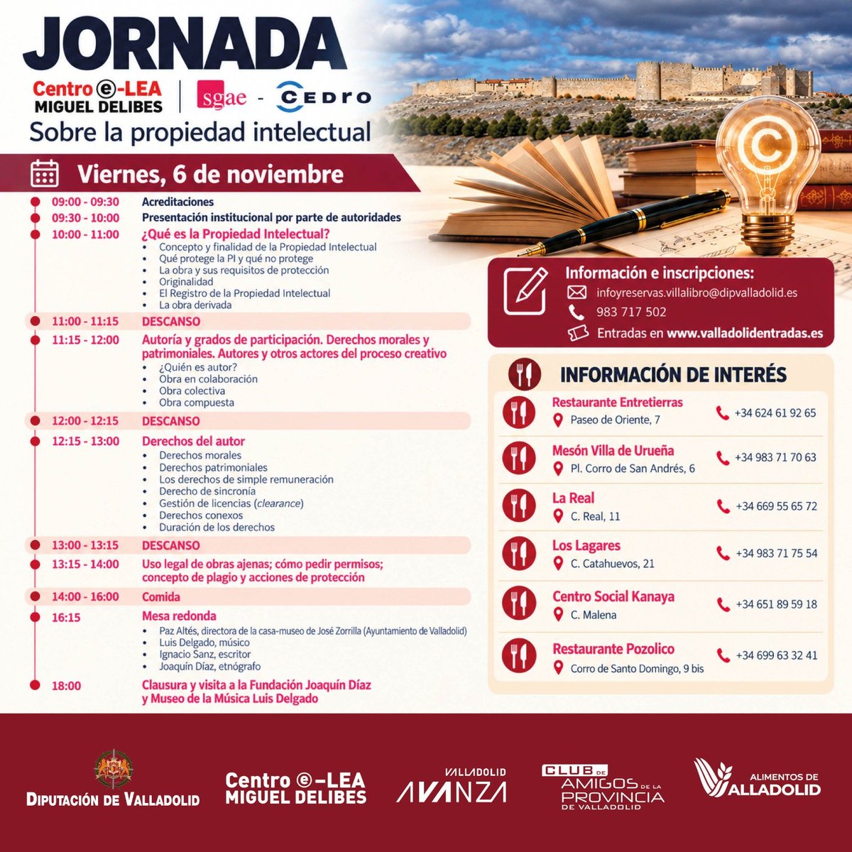 EditorDemeter's tweet photo. Han organizado una jornada sobre propiedad intelectual el viernes 6 en Urueña.
Quizás conozcáis personas interesadas que se puedan acercar. https://t.co/6P84KAnkTv