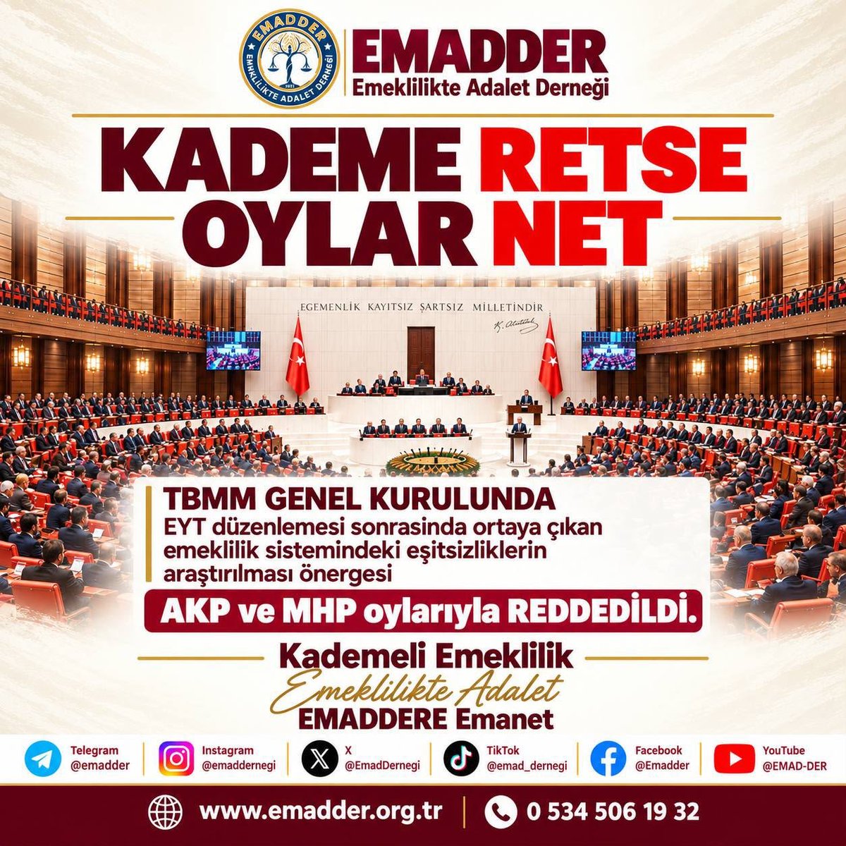 sakarsakaa's tweet photo. 16 milyon vatandaşı karşınıza alırken iyi düşünün, ey yasa yapıcılar!

Biz sizden ayrıcalık değil, ADALET istiyoruz!

Milyonların haklı talebini görmezden gelmek, mağduriyeti ortadan kaldırmaz. 
Unutmayın, bugün yok saydığınız bu ses, milyonlarca ailenin ortak sesidir!

Kademe acil yasaya.  
Bizle retleşmeyin..

@EmadDernegi
#KademeRetseOylarNet