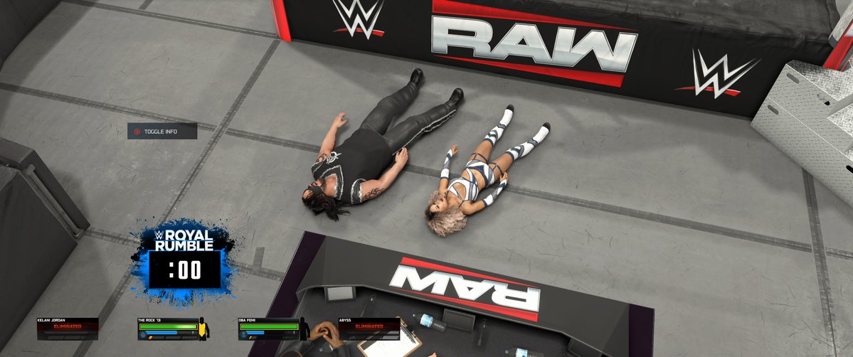 TrueFoltzyyy's tweet photo. A few more examples of the entrances + the staying down feature (RIP Kurt Angle 😭😭)

Really gives me the old SVR games feel, I'm loving it so far. I have more features I want to add like set times for people to start running so entrances aren't as long, will keep you posted! https://t.co/DLMZ6oGGZw