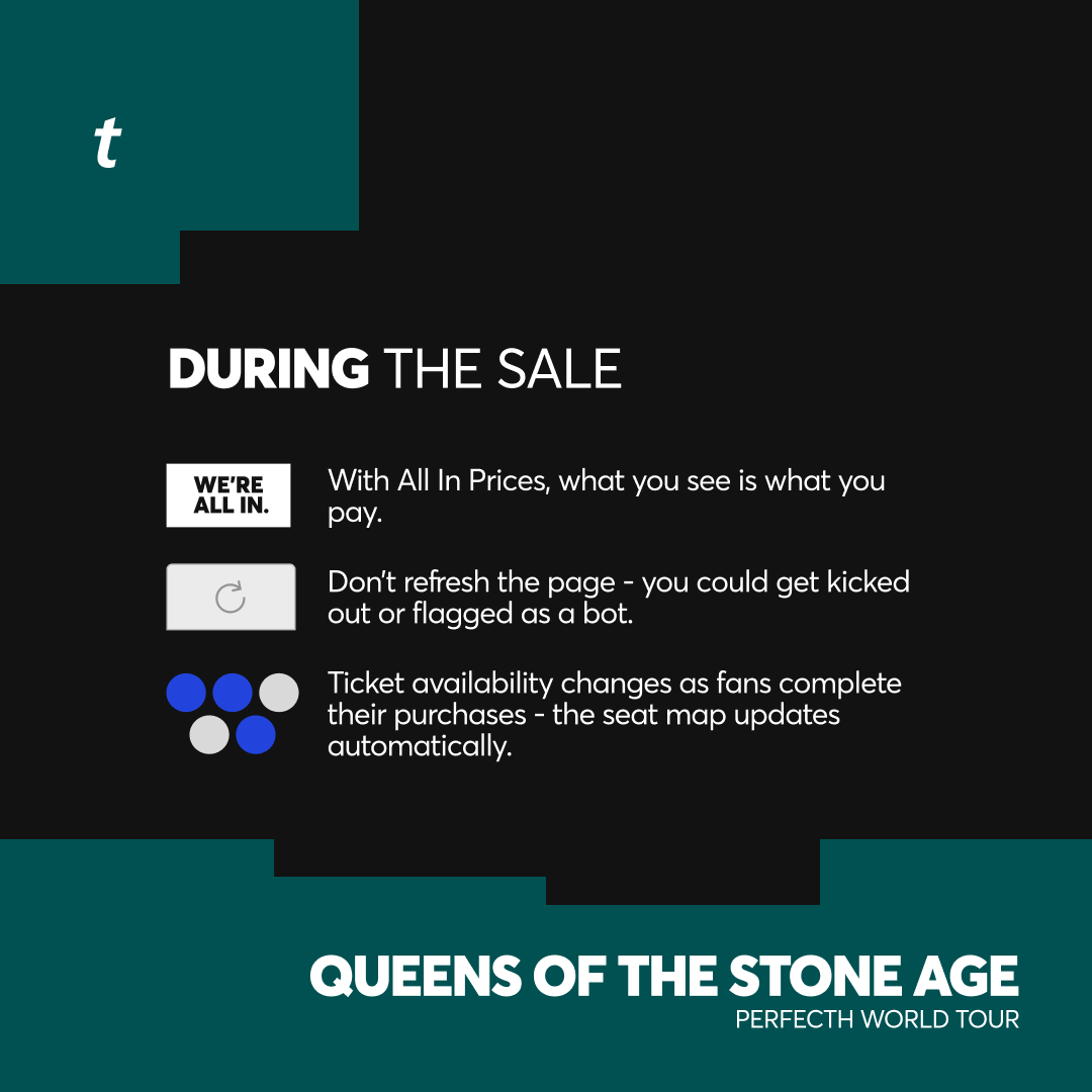 Ticketmaster's tweet photo. Tips for Getting Ready for the Queens of the Stone Age Perfecth World Tour Ticket Drop

🎫 : https://t.co/83BbbkUlrF https://t.co/E2VcKShtcM