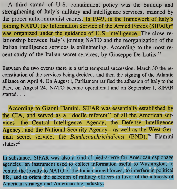 toxictiramisu's tweet photo. SIFAR, the Italian intel w/ P2 Masonic Lodge members, was set up by the CIA for Gladio ops &amp; directed by CIA Bill Harvey to carry out false-flag bombings &amp; political murders against left-wing politicians. Harvey was in Dallas in Nov. 1963 &amp; was a suspect in the JFK assassination. https://t.co/tiBwKAtuS0
