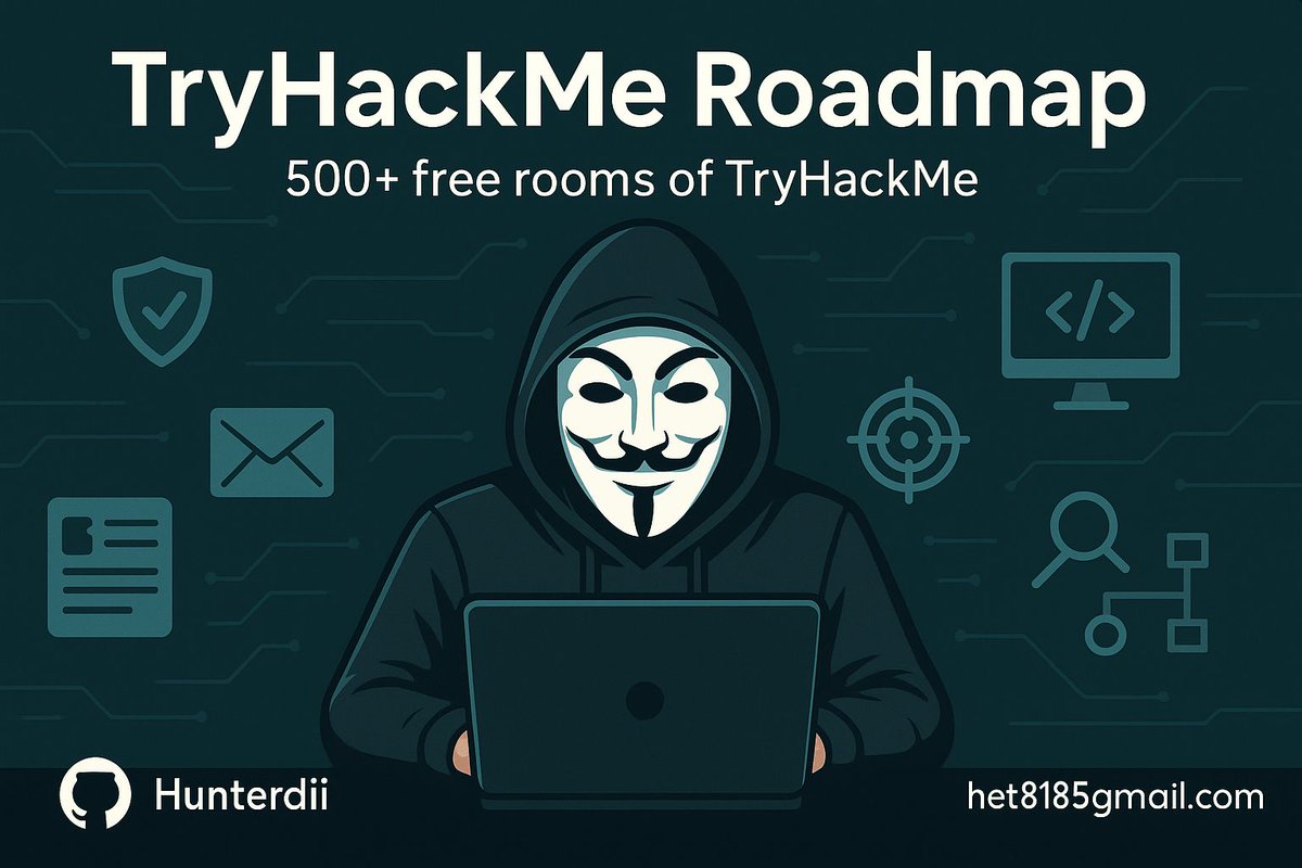 Jayson_security's tweet photo. TryHackMe-Roadmap: índice de 500+ salas gratuitas organizadas por tema para aprender ciberseguridad desde cero.

Fuente: https://t.co/vm9WrqHCBt https://t.co/Os8dM4Dh0V