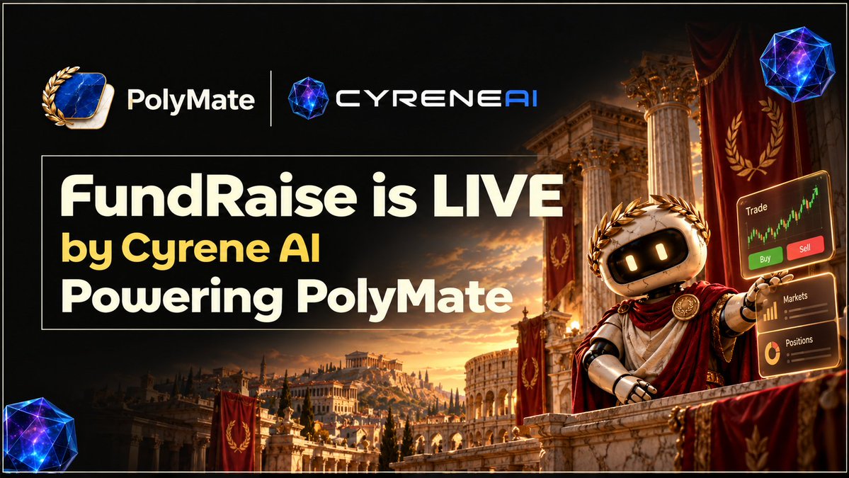 Polymatedotfun's tweet photo. We have launched on @cyreneAI
$POLYMATE
CA : 0x1565C2de3F1103650D98328f4760F17d10ee6076

PolyMate is the trading layer for prediction markets, making trading faster, simpler, and more accessible with Polymate, trade Polymarket directly through Telegram with less friction.
One vision: make prediction-market trading accessible wherever you are.