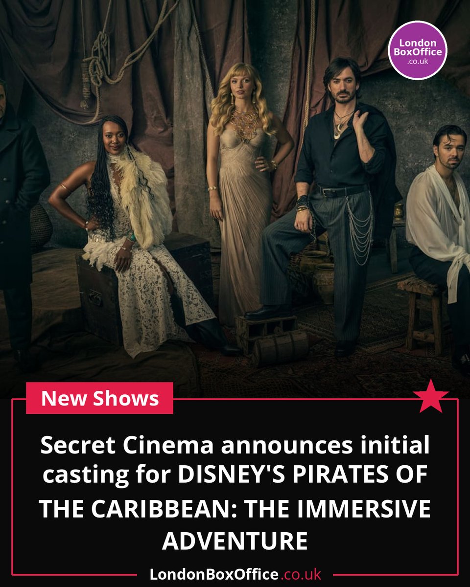 LBO_Theatre's tweet photo. Secret Cinema's Pirates of the Caribbean has found its cast. George Maguire leads as Jack Sparrow in a two-hour live immersive adventure at Greenwich Peninsula from Feb 2027.

#SecretCinema #PiratesOfTheCaribbean #ImmersiveTheatre #London

https://t.co/1t6ktEiLYH https://t.co/hzPWfD2LeY