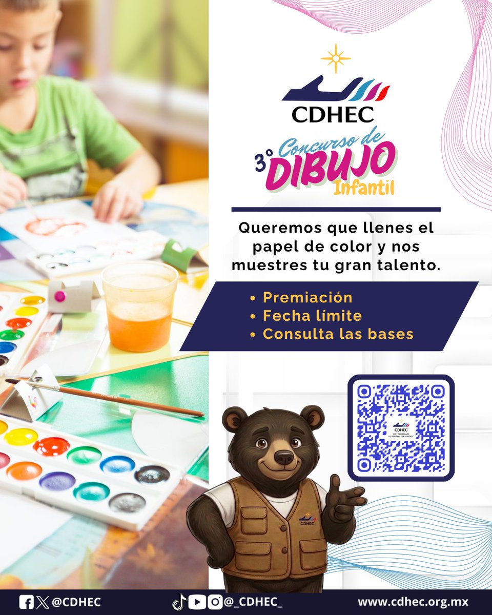 CDHEC's tweet photo. 🚨¡Mañana último día para entregar los dibujos! 🚨

La Comisión de Derechos Humanos del Estado de Coahuila te invita a participar en nuestro 3° Concurso de Dibujo Infantil. 👨‍🎨👩‍🎨🎨

¡Queremos ver tu talento y creatividad en acción! Además, habrá premios increíbles. 🏆

1/2 https://t.co/sucxpnSCwA