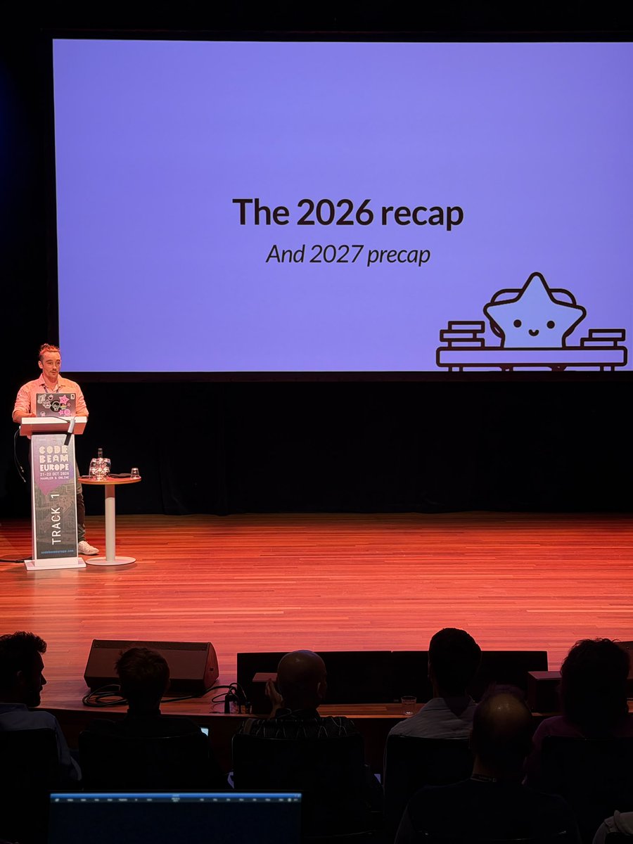 CodeBEAMio's tweet photo. The Gleam Language Update, from the person who started Gleam: @louispilfold, Track 1, now. Whatever shipped this year, you're about to hear it first-hand.

#CodeBEAM #Gleam https://t.co/LzFNG41kmm