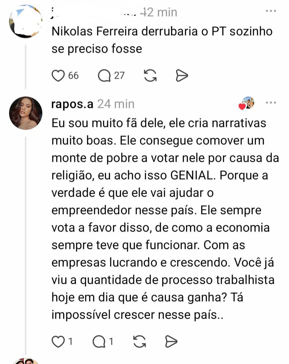 vogueandxcoffee's tweet photo. Uma moça se infiltrou em um grupo de bolsonaristas no Threads e tirou alguns prints do que eles falam por lá. Mas, no Twitter, a indignação é com a esquerda chamando o bolsonarismo de movimento de gente cafona e os bolsonaristas de pobres de direita. O último print é sobre a morte da menina de 5 anos.