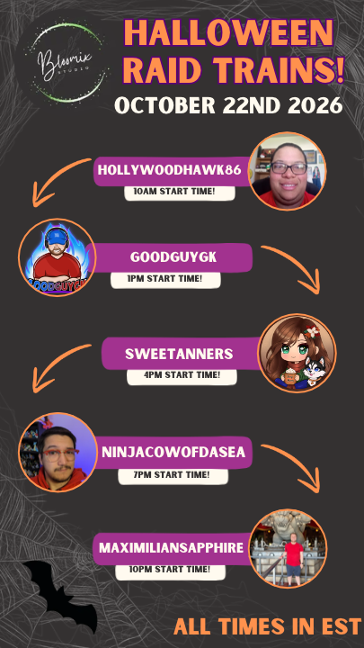 BloomixStudio's tweet photo. 👻🎃🐈‍⬛ Halloween Raid Train 👻🎃🐈‍⬛   

 Please check out the schedule for our Official Bloomix Halloween Raid Train today!    

Let's send some love to them 🧡 https://t.co/5FVzplBJV3