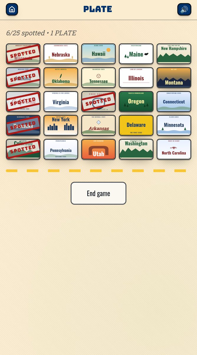 41NorthGames's tweet photo. Meet PLATE: license plate bingo for the whole car. Spot plates from all 50 states, fill your card, and be the first to yell "PLATE!" Free to play on any phone. �� https://t.co/MOlo5STU4g #RoadTrip #FamilyGames https://t.co/TFSUfVzyzk