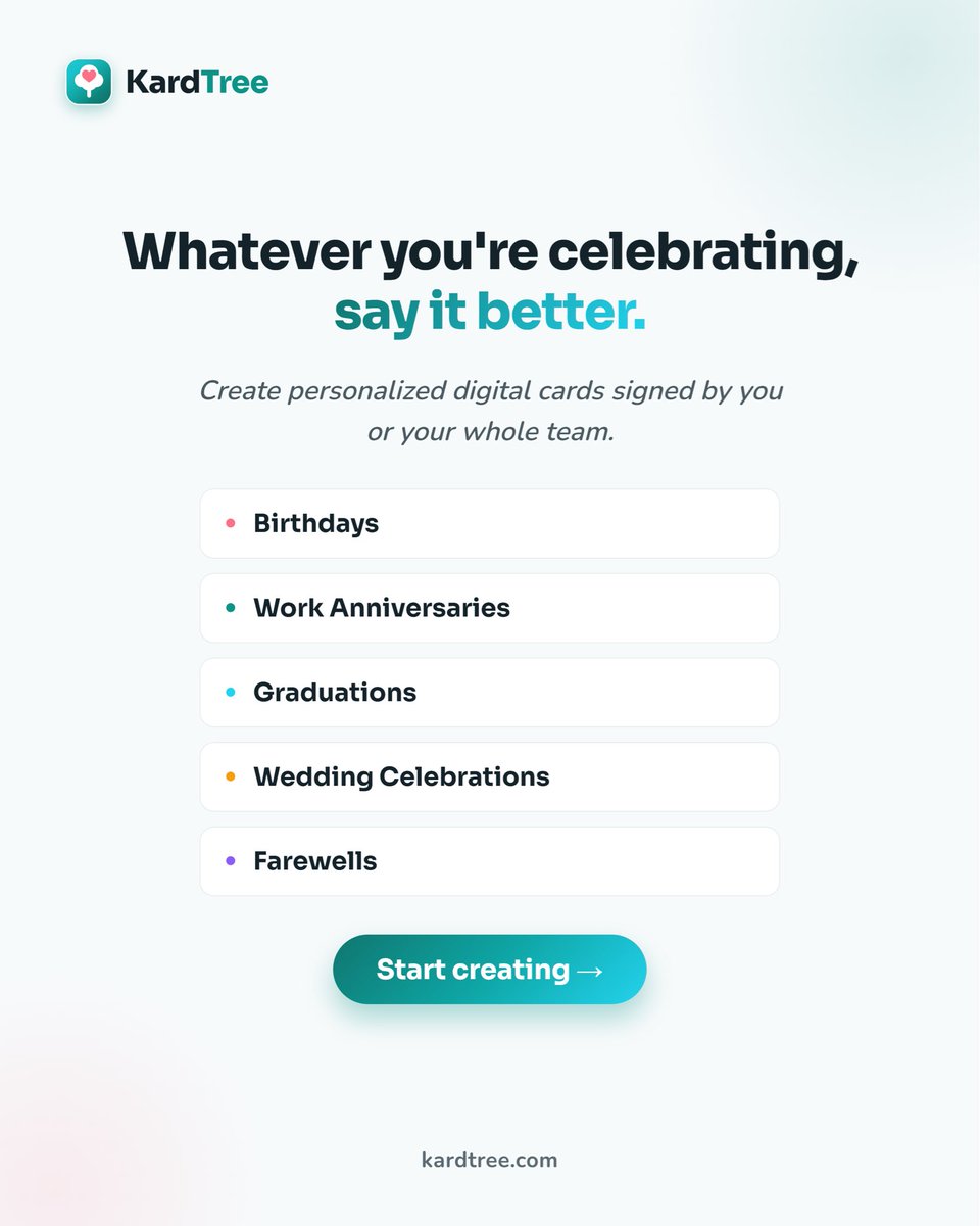 thekardtree's tweet photo. Stop sending basic SMS messages on major milestones.
Upgrade your wishes with KardTree. Visit https://t.co/RcBghzGFdd today!
#celebrations #greetingcards #kardtree kardtree https://t.co/PqOjTWAYY8