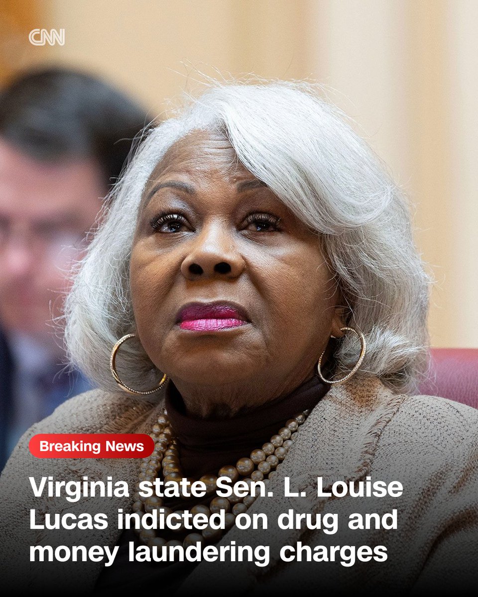CNNPolitics's tweet photo. Virginia state Sen. L. Louise Lucas, who long advocated for the legalization of marijuana, indicted on drug and money laundering charges. https://t.co/N2HvaIXCYd https://t.co/S6UPjFX3FW
