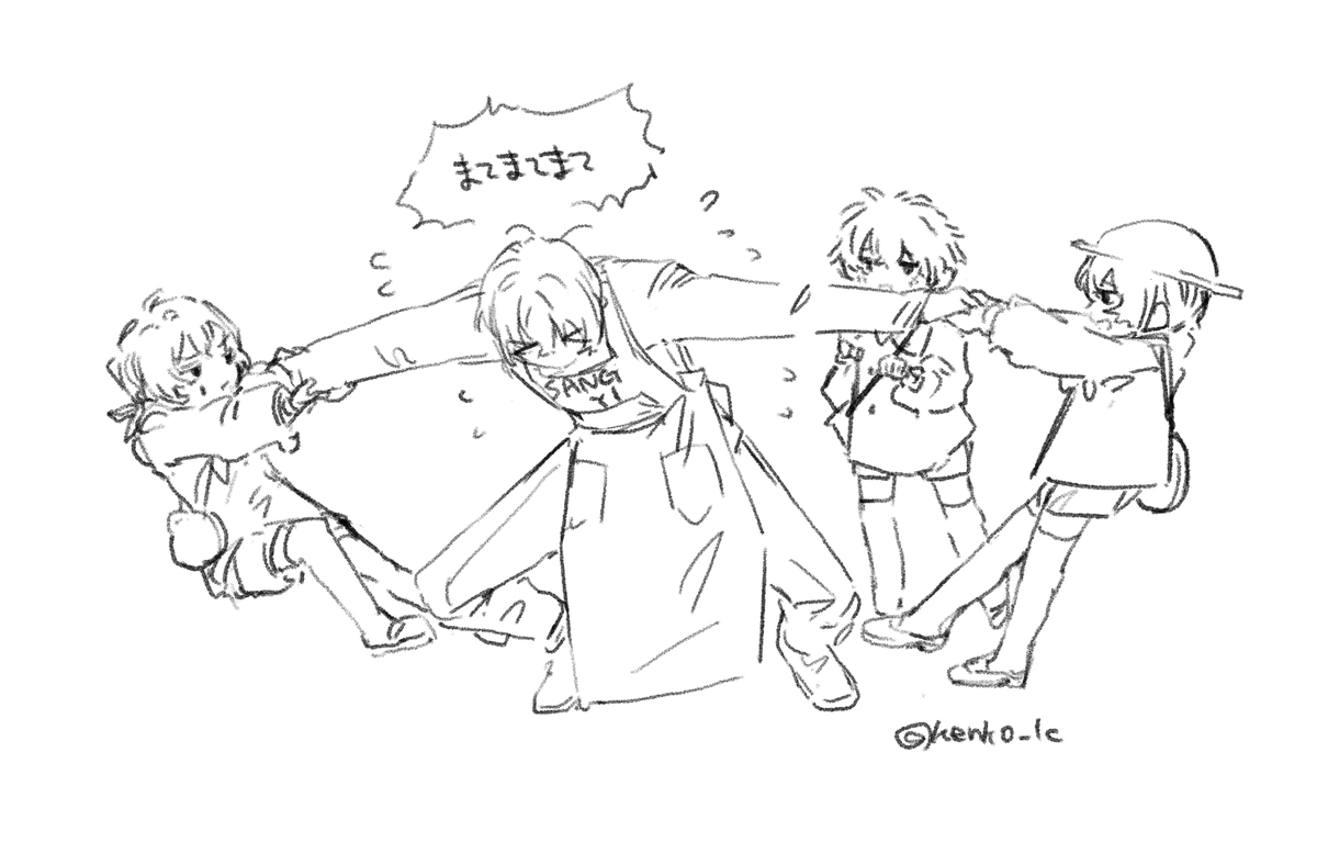 kenko_LC's tweet photo. 園児化とサン先生などの落書き https://t.co/nYzyM03Ruc