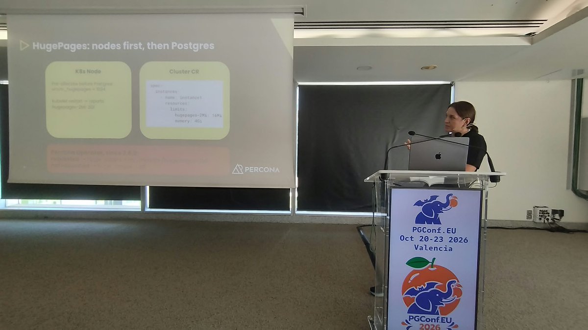 PerconaBytes's tweet photo. Tips from Natalia Marukovich at #PGConfEU ☸️🐘
✅ Use huge pages
✅ Monitor the Kubernetes API
✅ Size Postgres properly
✅ QoS matters: requests = limits on every container
https://t.co/IiGEg7XS1e https://t.co/qrKZV2aDDC