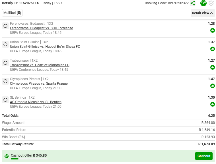 AlsonManyama's tweet photo. Alson Manyama Betway Slip 💥💥💥💥💥💥💥💥💥

Betway Booking Code: BW7C232322

Sign up using Alson Manyama Betway Verified Register Link:🙌Join BETWAY here  https://t.co/KMSZNyfgir
SIGN UP CODE: ALSONM

18 + | T&amp;CS Apply
@ad https://t.co/1LsGNN5TqE