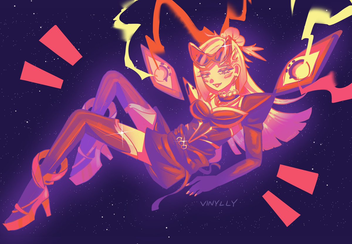 vinyl__0's tweet photo. She’s so pretty that I couldn’t help but to draw her her too…. 💗💜

#KDA #kaisa #FIRESTARTER_KDA https://t.co/208WFU1fEw