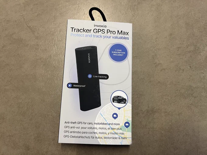 La boîte du traceur GPS Invoxia Tracker GPS Pro Max reçue à la rédaction de Tesla Mag