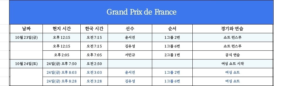 limjung22's tweet photo. 프그프 일정

토요일

여싱 쇼트 
1그룹 웜업 오전 2:50
서진 1그룹 2번 오전 3:03
유성 1그룹 6번 오전 3:28

결과페이지
https://t.co/oLHCSUlOhR

라이브
https://t.co/IrVtxkjDFm

메차루나컵

결과페이지
https://t.co/2dt08oFOiP https://t.co/h2MqWzvr1Q