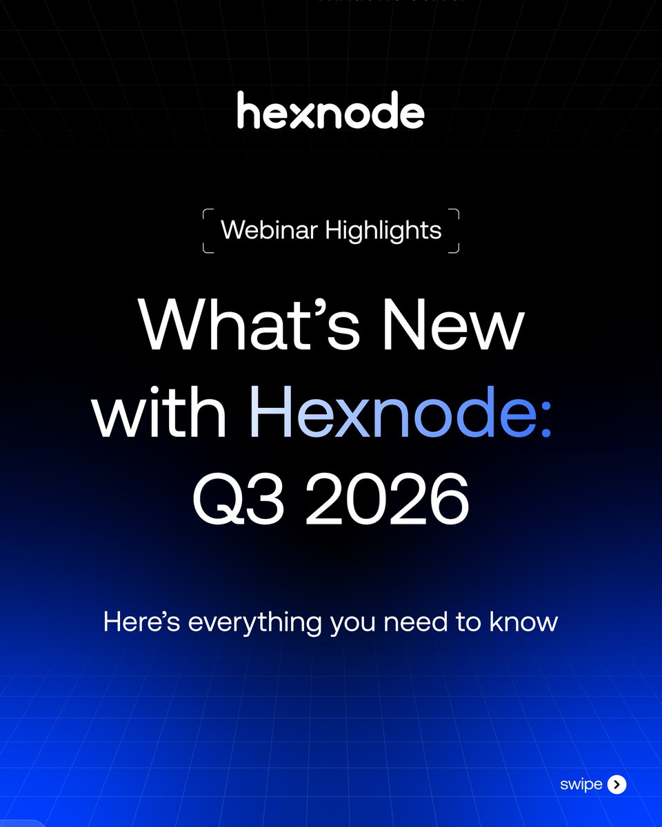 thehexnode's tweet photo. What’s new with Hexnode this quarter, you ask?

Q3 brought a new wave of capabilities designed to extend management across more of the IT environment, strengthen control, and give teams greater flexibility in how they manage endpoints.

Swipe through for a quick recap of everything that’s new with Hexnode this quarter. 👀

Want to explore all the latest updates? Head to our What’s New page → https://t.co/VlsLZ1jGwx