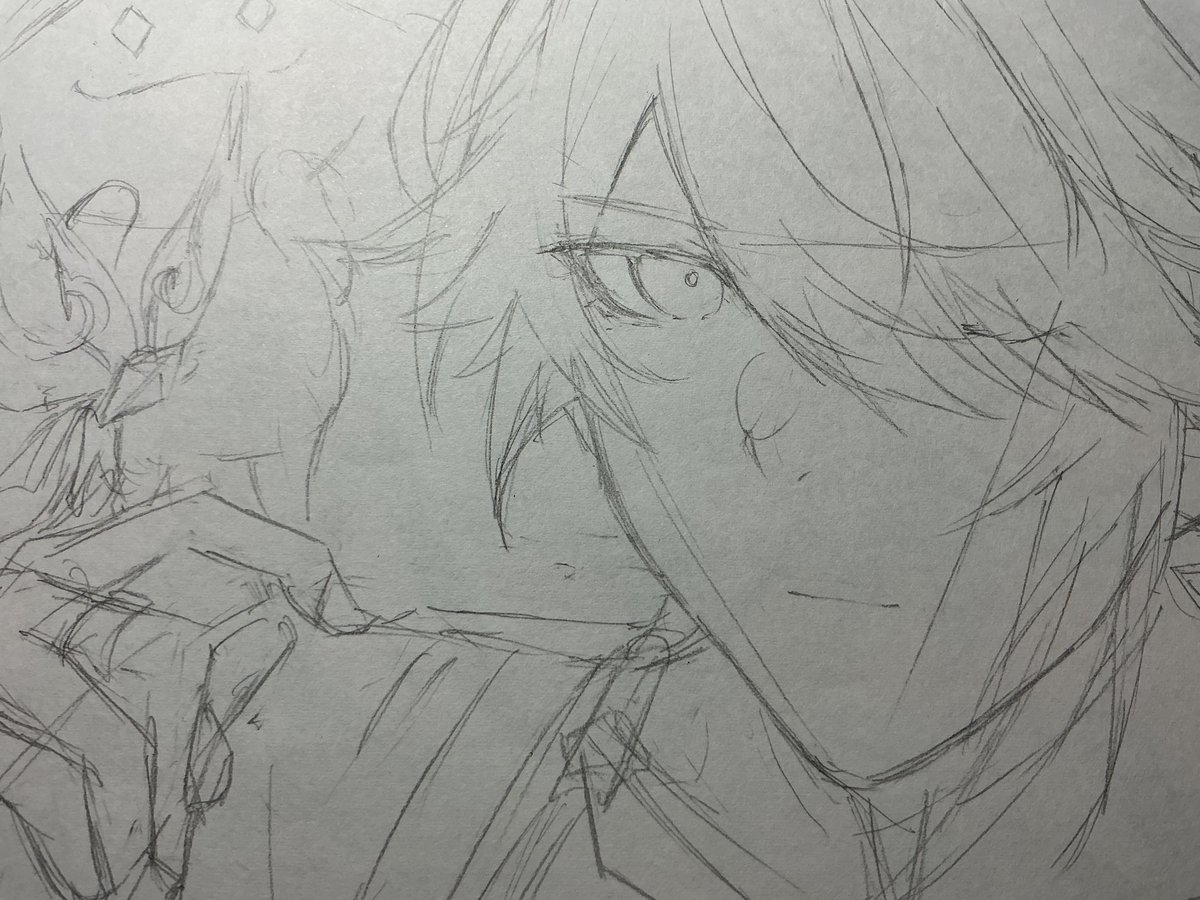 Ramune0731's tweet photo. アルハイゼンチャレンジ12日目
（文化祭展示のやつの下絵のため一部のみ） https://t.co/aa1UhVFdK9