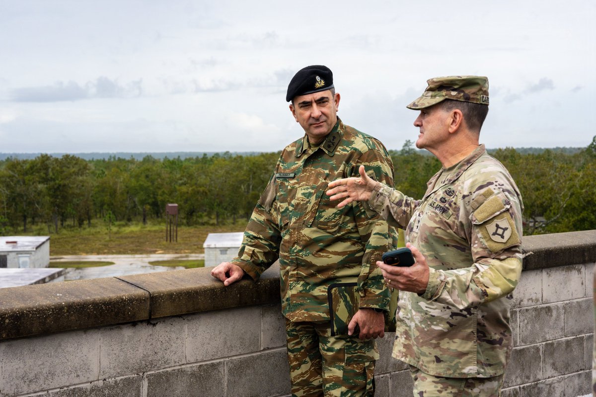 FLGuard's tweet photo. Florida National Guard senior leaders welcomed a Hellenic delegation to Camp Blanding Joint Training Center, Florida, Oct. 8, 2026, for tours of training facilities and demonstrations of Florida Guard capabilities. 

The visit marked the new partnership between Greece and Florida under the State Partnership Program. (U.S. Air National Guard photo by Staff Sgt. N.W. Huertas)