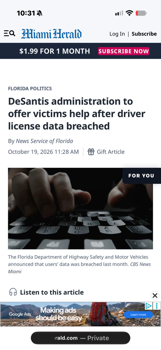 Cathy2NotToday's tweet photo. We’d never know in Florida 

You hid the fact OUR SENSITIVE DOH HEALTH DATA was HACKED for two MONTHS 

And more recently our personal license info .. it’s taken 6 WEEKS to notify public thru mail bc we don’t hear anything negative on Florida right wing Sinclair tv

You are no friend to transparency in any level ., esp if it makes you look bad