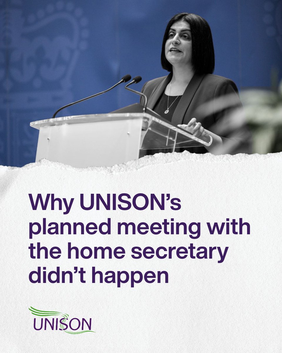 unisontheunion's tweet photo. 🚨 UNISON's meeting with the home secretary was cancelled after a migrant worker was barred from attending.

@AndreaEganGS explains why she refused to meet without the workers directly affected by the government's proposals.

Read her latest blog ⬇️
https://t.co/YOjCnpuAgJ https://t.co/OLJv3DYmYZ