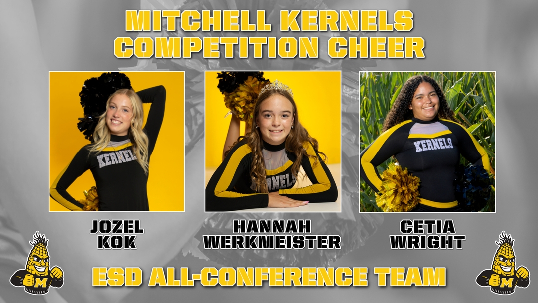MitchellKernels's tweet photo. Congratulations to Jozel, Hannah, and Cetia for making the Competition Cheer ESD All-Conference Team!

Congratulations to Theo, Kenzleigh, Madi, and Brooklyn for making the Competition Dance ESD All-Conference Team! https://t.co/V6rRfPGxE9