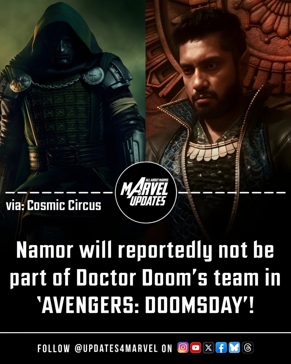 Updates4Marvel's tweet photo. Namor reportedly won’t be joining Doctor Doom’s team in ‘AVENGERS: DOOMSDAY’.

#AvengersDoomsday #Namor #Marvel https://t.co/vCM9wfEOQO