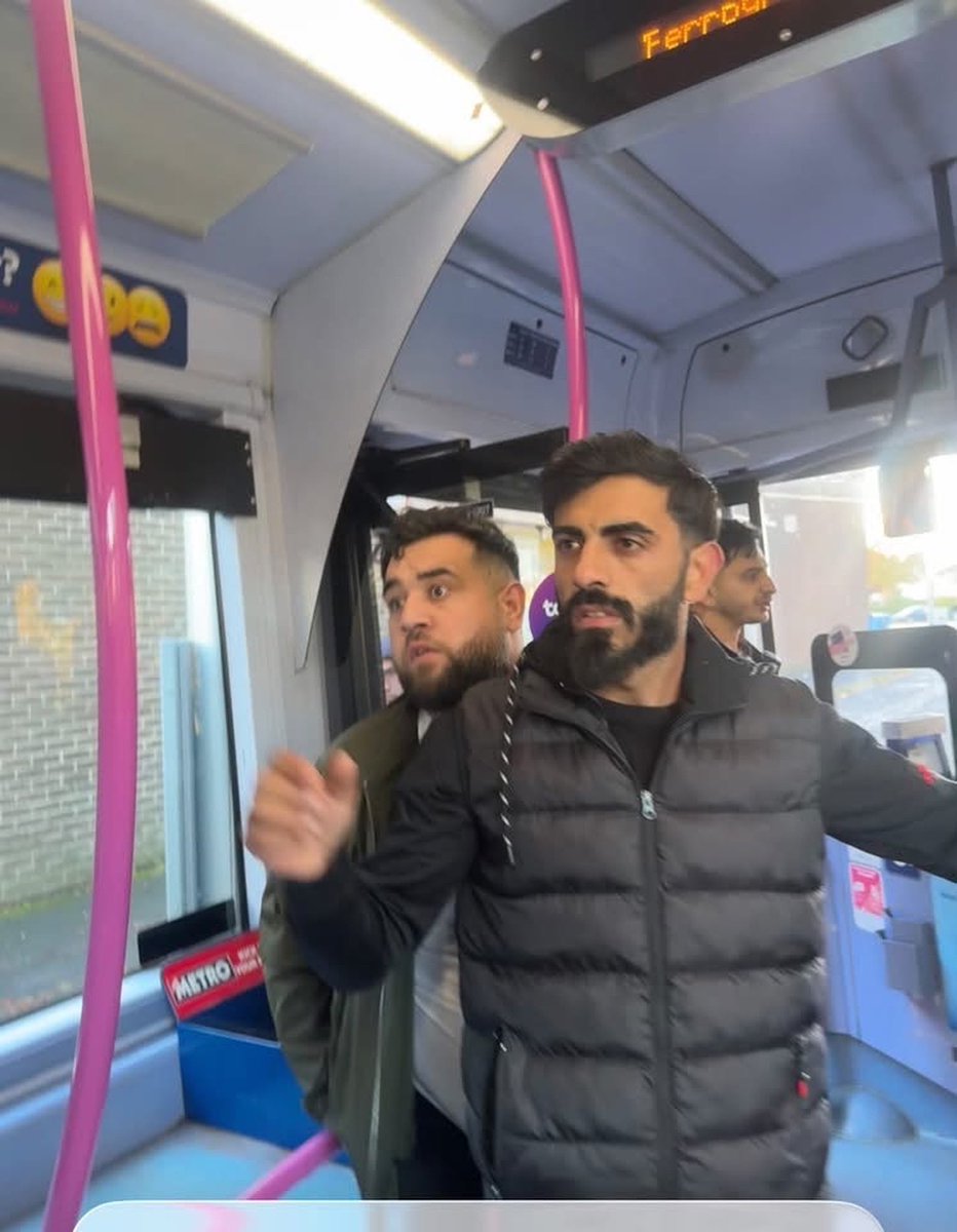 ScottishCA's tweet photo. Yet again our women targeted by this absolute shit.

Three foreign men on the 1C at Knightswood this morning, off their heads, screaming at the female driver because they wouldn’t pay. 

The one in grey then exposed himself twice while the bus was packed with women and young schoolgirls, then punched the screen.

Sick of it. 

Every single day another incident. Another one.

Scottish men: if you see this and sit there doing nothing, you’re part of the problem. 

Start calling it out. Start doing more. 

Our women and girls are being targeted in our own neighbourhoods. 

Enough.