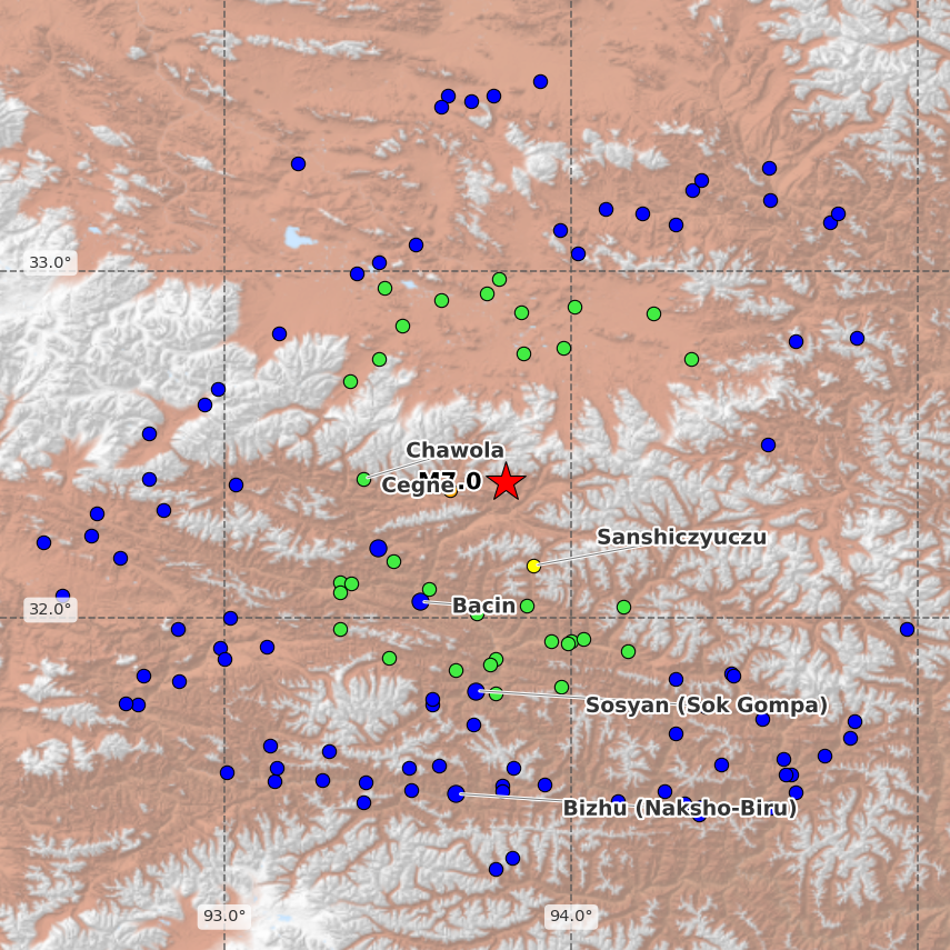 QLARM's tweet photo. [Automatic, not verified!] EARTHQUAKE M7.0. Origin Time: 2026-10-22 14:33:39 UTC, Xizang (32.39 ; 93.81), Depth: 10 km, source: GFZ. Estimated fatalities: 50 to 410, injured: 220 to 1600. #earthquake #quake https://t.co/PF52PYGVTE
