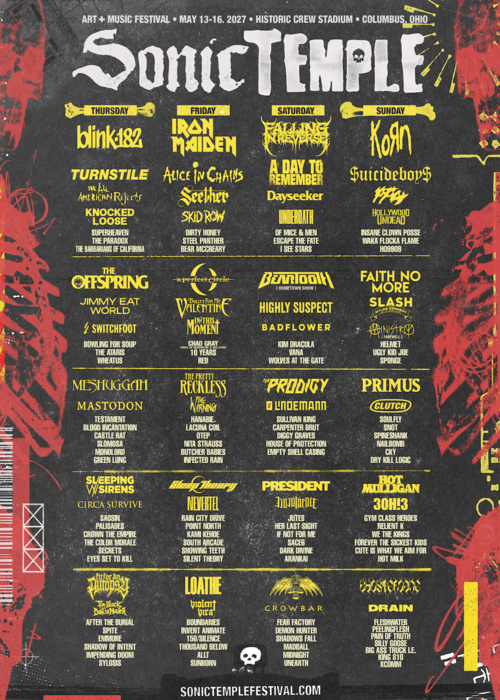 Revolvermag's tweet photo. 🤘IRON MAIDEN, KORN, BLINK-182 and FALLING IN REVERSE headline SONIC TEMPLE 2027
https://t.co/hl9y2s8Ohg https://t.co/qjVE8veKqJ