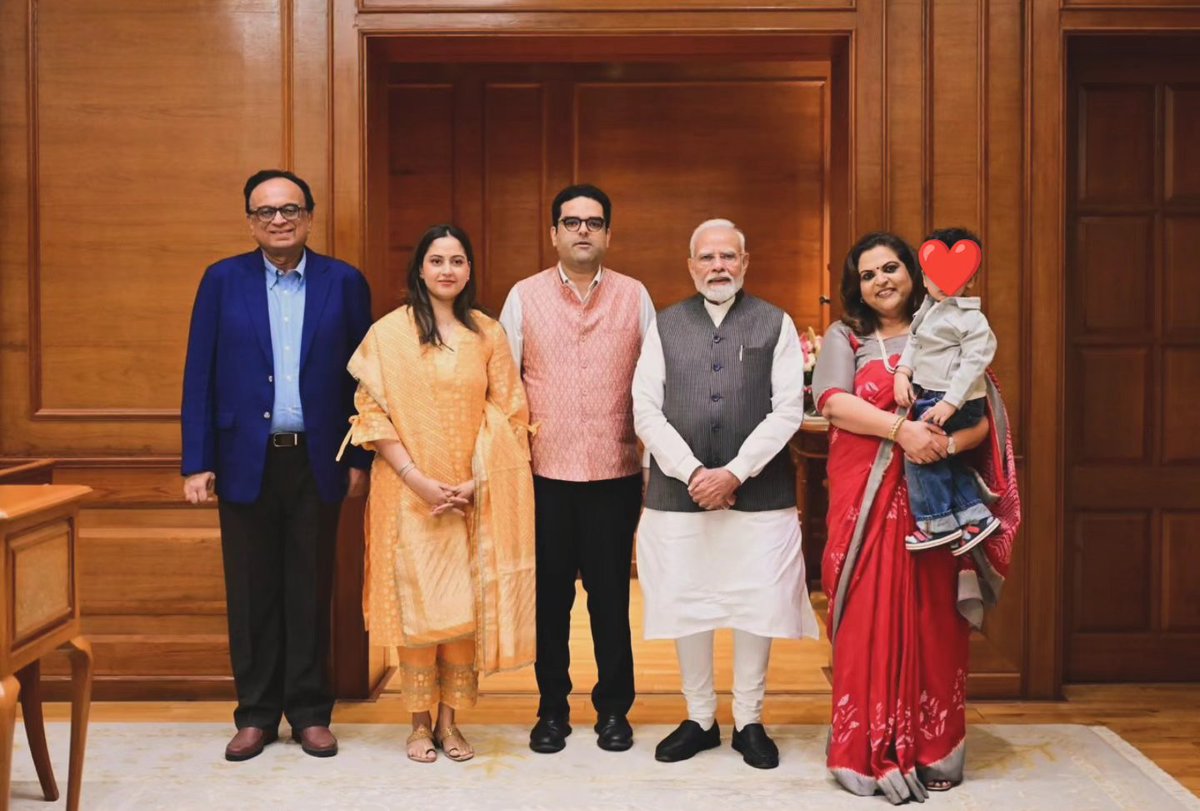 navikakumar's tweet photo. A special family moment with Hon’ble PM @narendramodi ji, made even more memorable by little Nirvair receiving his undivided attention. ❤️ 
A memory to cherish. https://t.co/G0iK2MxyAi