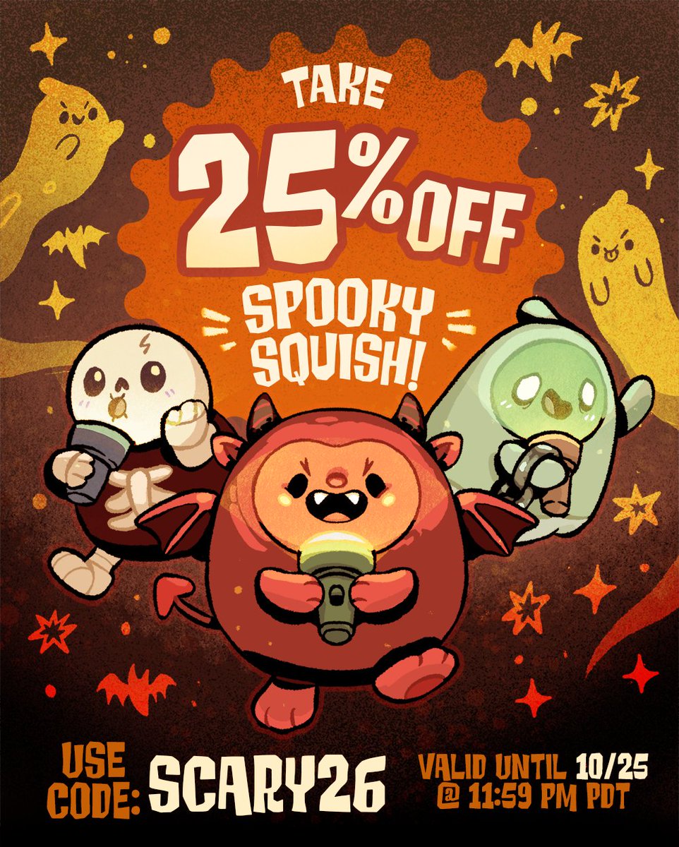 squishable's tweet photo. We're celebrating Halloween a little early!! Now through 10/25, take 25% off almost ALL spooky Squish! 👹

💀Use Code: SCARY25 💀

🎃 https://t.co/RGICfYfAuN 🎃 https://t.co/HRwYkI1zHb
