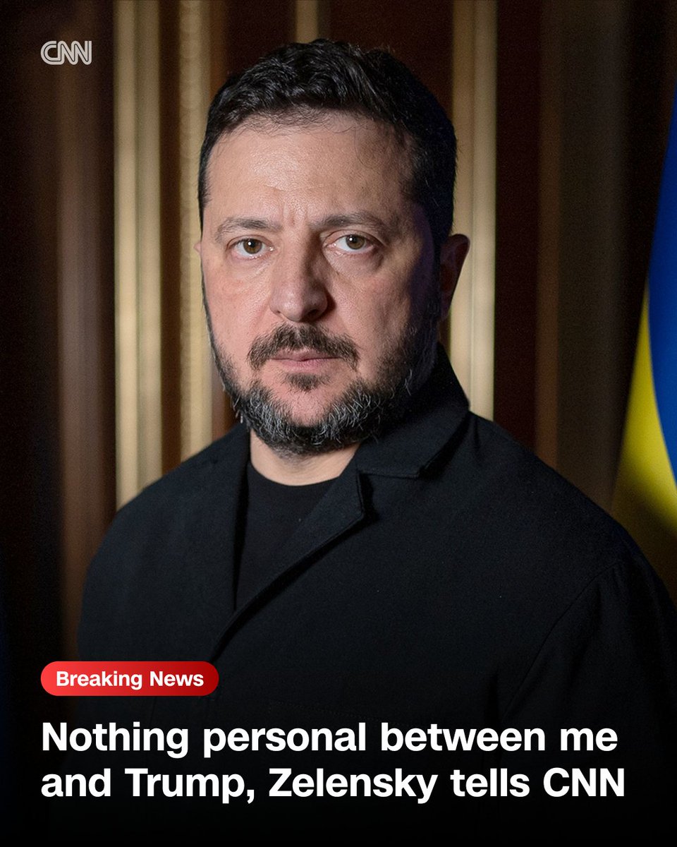 CNN's tweet photo. Ukraine's President Zelensky tells CNN there is nothing personal between him and Trump despite a bitter spat that sent relations plummeting. https://t.co/DAmgUAF1Dc https://t.co/1eNrQUQltR