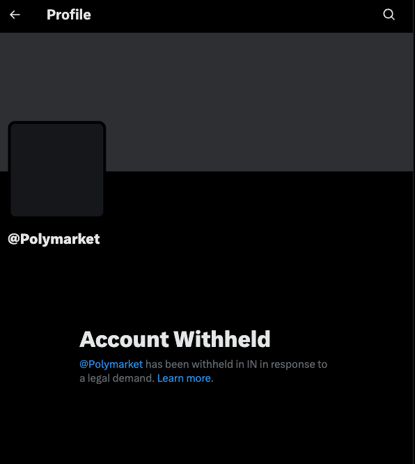 adxtyahq's tweet photo. aint no way, they banned Polymarket handle in india https://t.co/A12RM2h2I1
