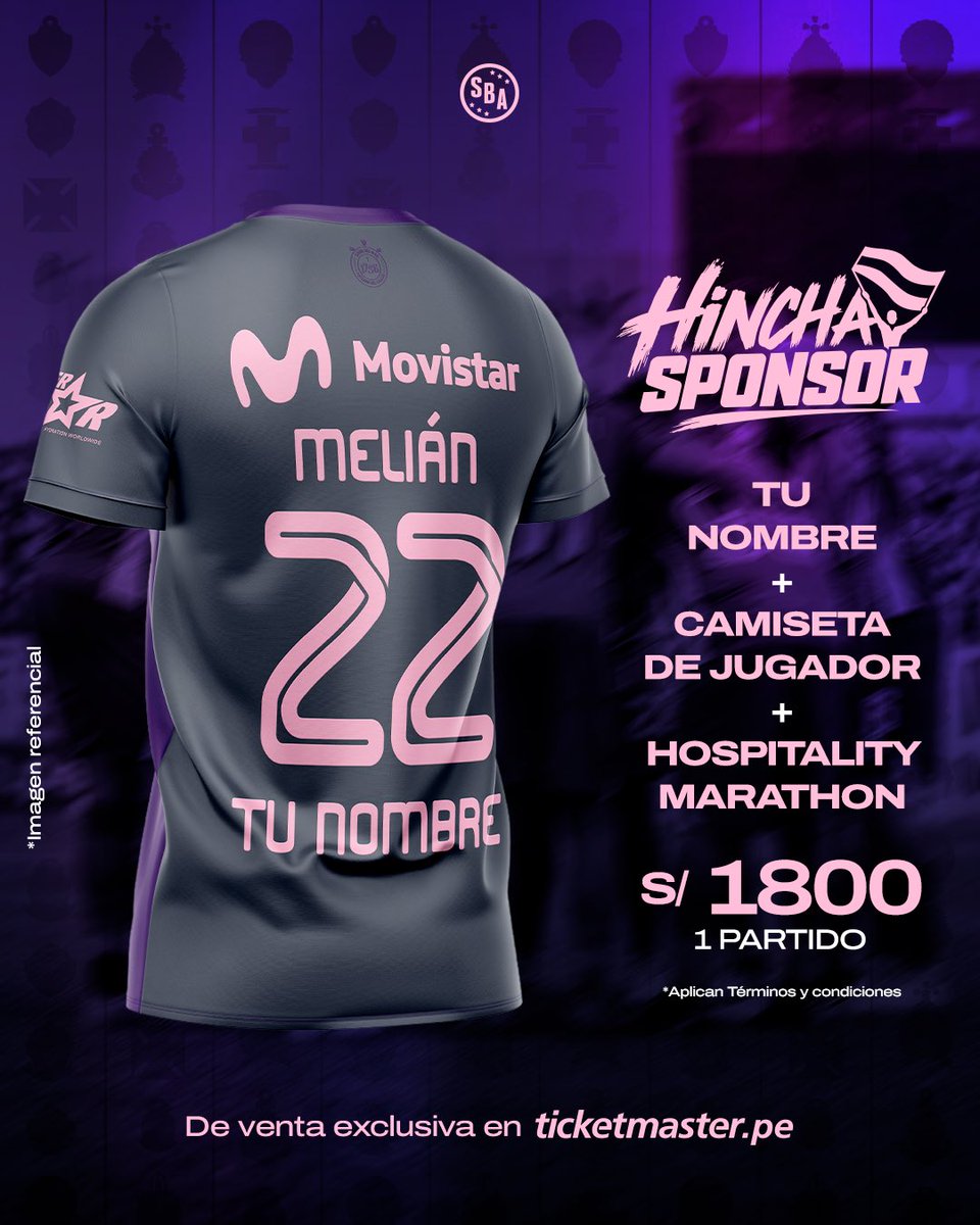 sportboys's tweet photo. ¡Un lugar en nuestra camiseta te espera! 💜

Conviértete en Hincha Sponsor y deja tu huella en la camiseta de uno de nuestros jugadores para la fecha 13. 🏟️

🎟️ S/ 1,800 

🔗 Adquiere en: https://t.co/3OPhMvcgP3

⚠️ Stock Limitado

#VamosBoysTodaLaVida https://t.co/UAsvWZCSa1