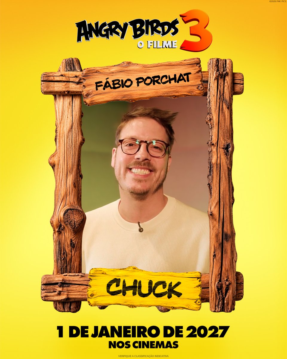 ParamountBrasil's tweet photo. 🚨 As notícias voam na ilha de Angry Birds e elas acabaram de chegar com exclusividade pra gente compartilhar! Os dubladores de Angry Birds 3 - O Filme são…

Marcelo Adnet, como Red.
Fábio Porchat, como Chuck.
Julia Faria, como Profª. Sheila Pernalta.

Ansiosos para ouvir essas vozes? O filme estreia dia 1 de janeiro de 2027 nos cinemas!