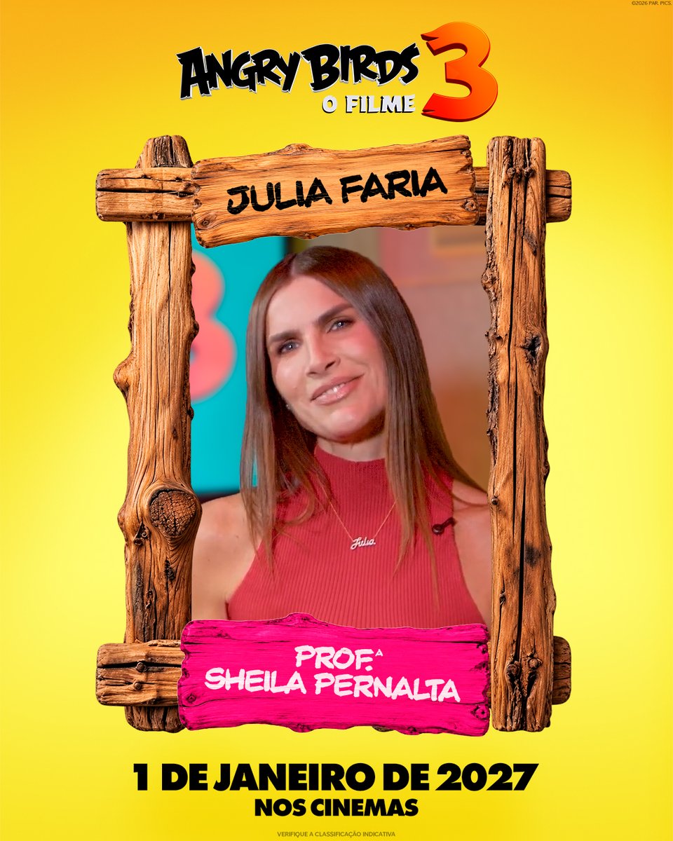 ParamountBrasil's tweet photo. 🚨 As notícias voam na ilha de Angry Birds e elas acabaram de chegar com exclusividade pra gente compartilhar! Os dubladores de Angry Birds 3 - O Filme são…

Marcelo Adnet, como Red.
Fábio Porchat, como Chuck.
Julia Faria, como Profª. Sheila Pernalta.

Ansiosos para ouvir essas vozes? O filme estreia dia 1 de janeiro de 2027 nos cinemas!