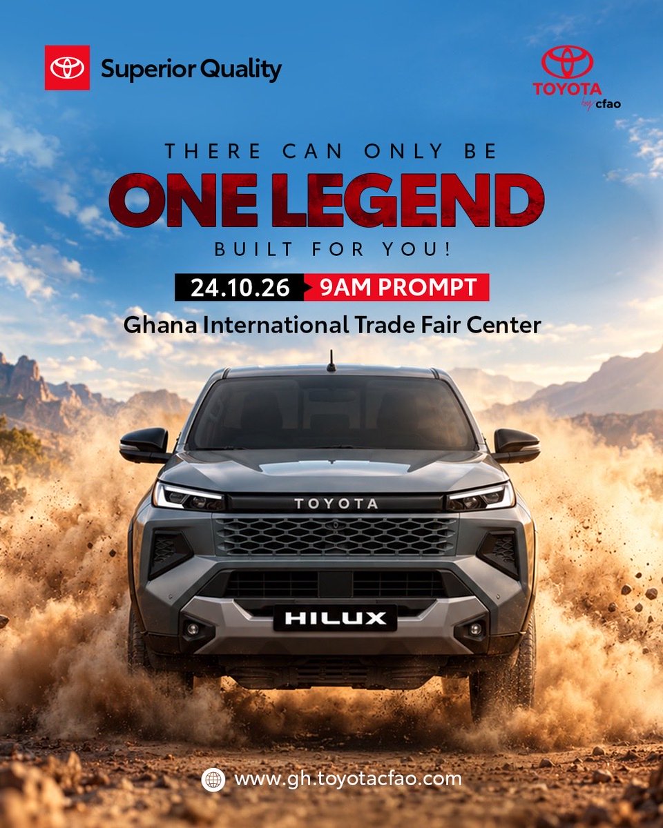 abenamooley's tweet photo. Join us on October 24 at 9AM at the Ghana International Trade Fair Centre for an exciting launch filled with fun and it’s  Free entry #TheNewGenerationHilux https://t.co/wjWWCy7bnX