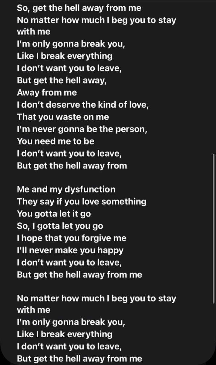 rheaofsaturn's tweet photo. eaJ — get the hell away from me lyrics
#TheResponsibilityOfBeingInLove #eaJ https://t.co/LV25B0rUXe
