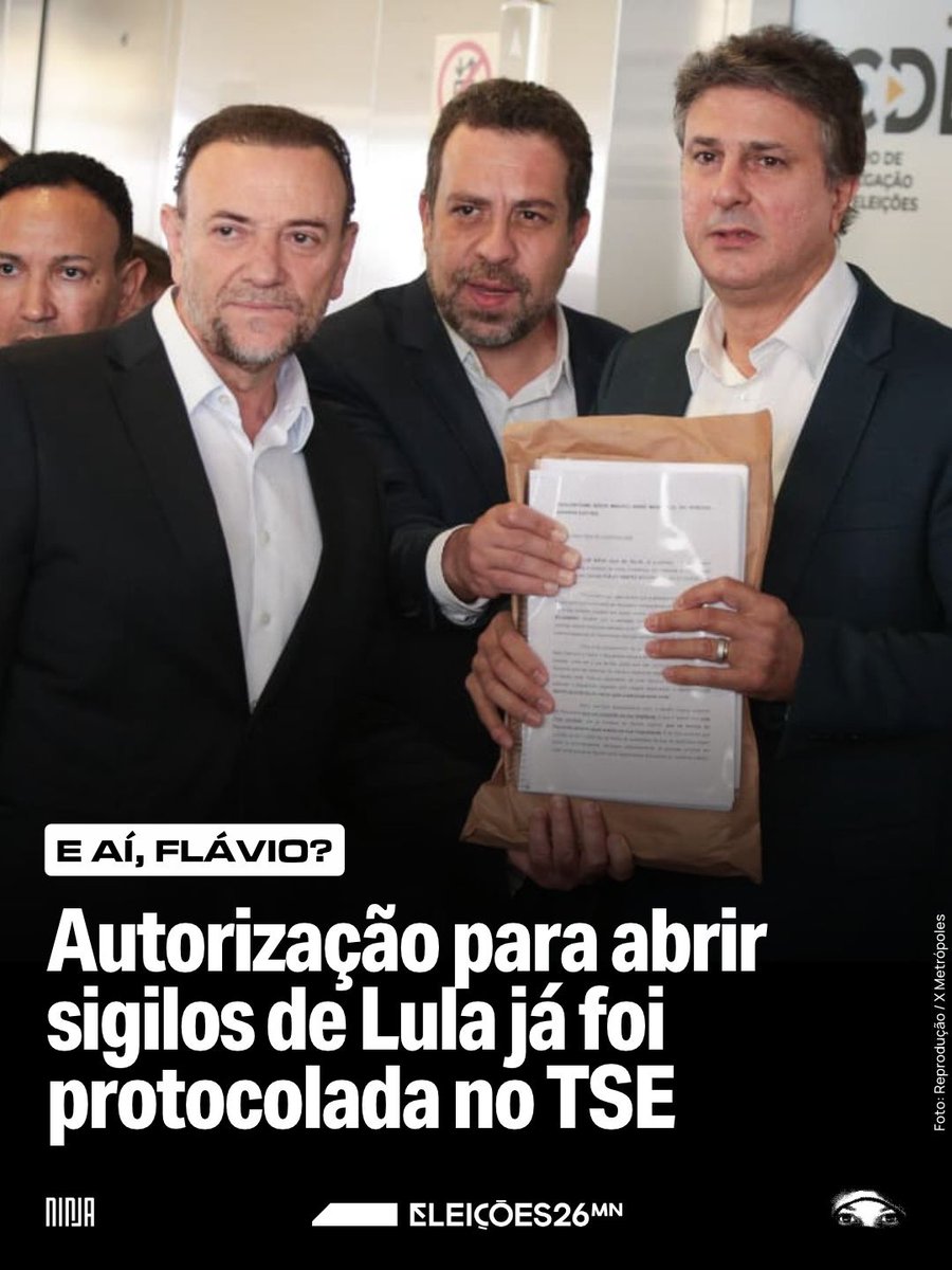 MidiaNINJA's tweet photo. Camilo Santana, Guilherme Boulos e Edinho Silva, representantes da campanha de Lula, formalizam a autorização de quebra de sigilo de Lula no TSE.

A equipe de Flávio também está no local, mas ainda não entregou o sigilo de Flávio. https://t.co/MH0FF0CDJd